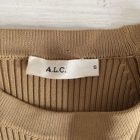 ALC Womens Long Sleeve Ribbed Dress Light Brown Size Small Party Going Out - Picture 7 of 7